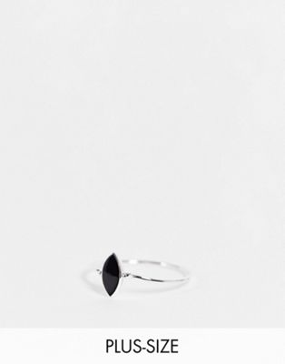 Kingsley Ryan Curve diamond onyx ring in sterling silver