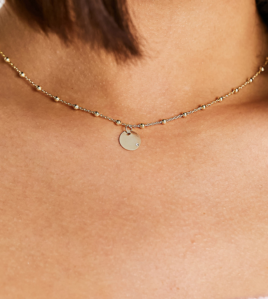 Kingsley Ryan Curve Exclusive Sterling Silver Gold Plated Ball Choker Necklace With Circle Pendant