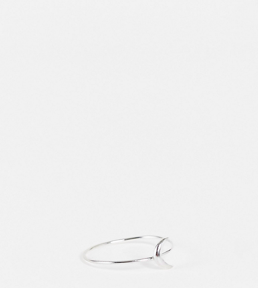 Kingsley Ryan Curve Fine Ring With Crescent Moon In Sterling Silver