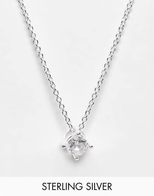 Kingsley Ryan Curve – Halskette aus Sterlingsilber mit kleinem Kristallanhänger