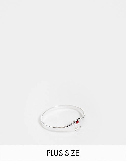 Kingsley Ryan Curve July birthstone ring in sterling silver with ruby crystal