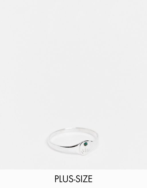 Kingsley Ryan Curve may birthstone ring in sterling silver with emerald crystal