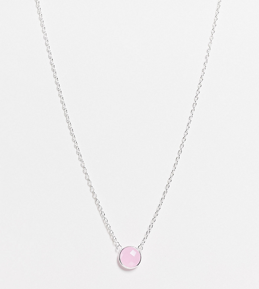 Kingsley Ryan Curve necklace in sterling silver with pink quartz