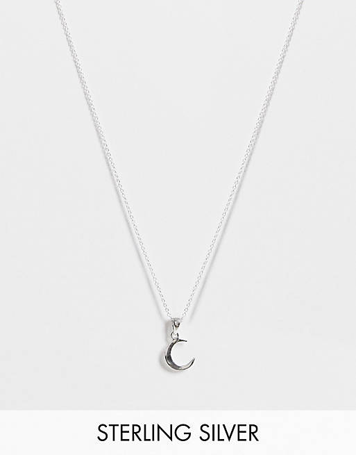 Kingsley Ryan Curve necklace with crescent moon pendant in sterling silver