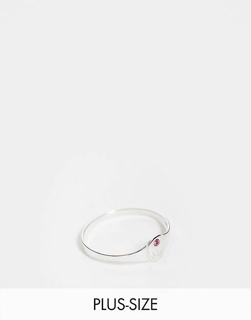 Kingsley Ryan Curve October birthstone ring in sterling silver with rose crystal