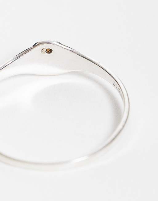 Kingsley Ryan Curve October birthstone ring in sterling silver with rose crystal, 2 of 4
