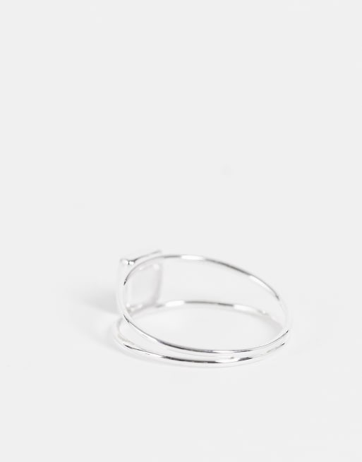 Kingsley Ryan Curve - Platte ring van echt zilver met blauwe steen, 3 van 4