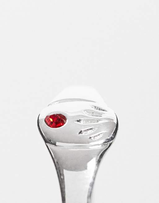 Kingsley Ryan Curve – Ring i sterlingsilver med rubinröd kristall (julis månadssten), 3 av 4
