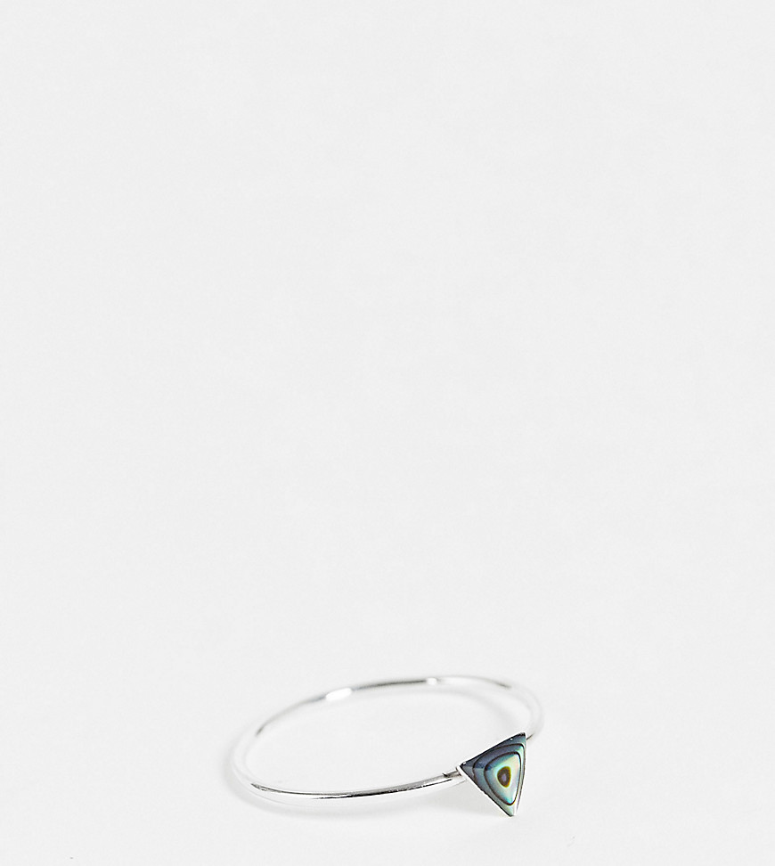 Kingsley Ryan Curve ring with abalone effect triangle in sterling silver