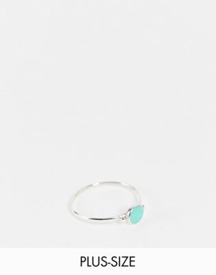 Kingsley Ryan Curve ring with round turquoise stone in sterling silver - SILVER