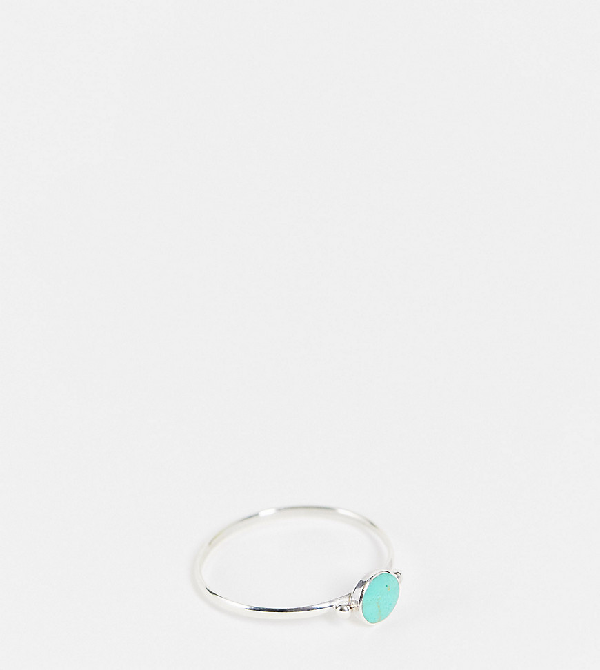 Kingsley Ryan Curve Ring With Circular Turquoise Stone In Sterling Silver