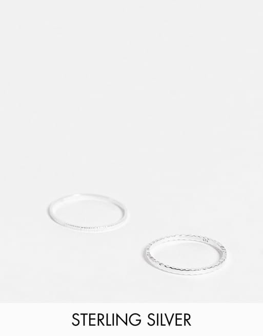 Kingsley Ryan Curve - Set van 2 fijne, stapelbare ringen van sterling zilver