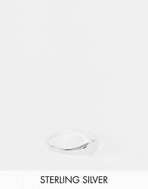 Kingsley Ryan Curve small heart signet ring in sterling silver