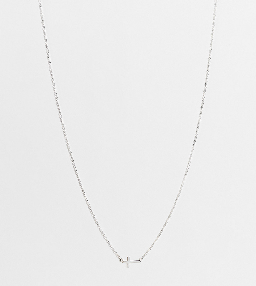 Kingsley Ryan Curve Sterling Silver Choker Necklace With Cross Pendant