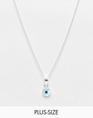 Kingsley Ryan Curve sterling silver necklace with eye pendant