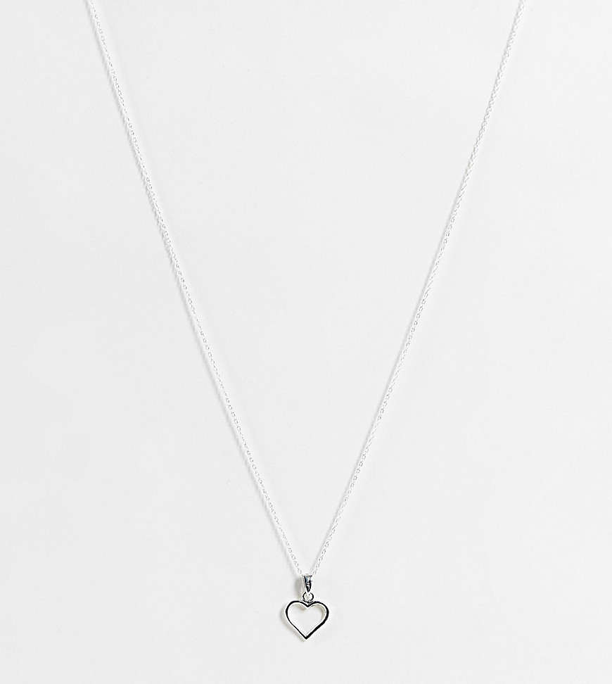 Kingsley Ryan Curve sterling silver necklace with open heart pendant
