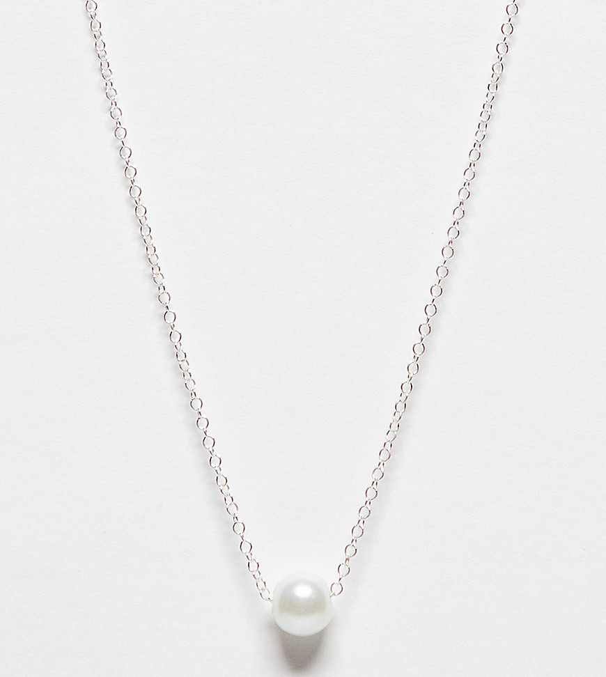 Kingsley Ryan Curve sterling silver necklace with threadthrough pearl