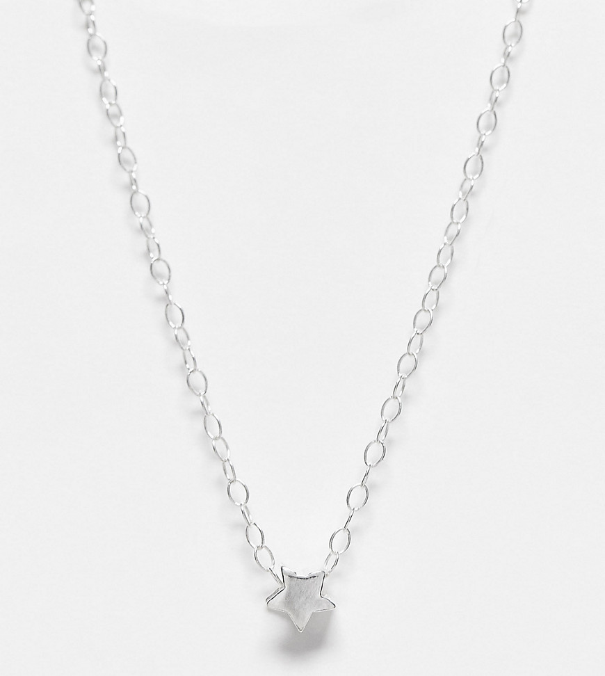 Kingsley Ryan Curve sterling silver necklace with threadthrough star charm