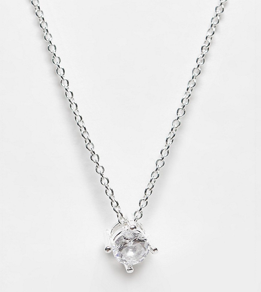 Kingsley Ryan Curve sterling silver necklace with tiny crystal pendant