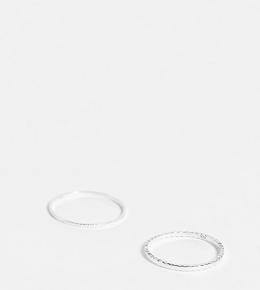 Kingsley Ryan Curve X2 Pack Fine Stacking Rings In Sterling Silver