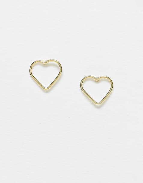 Kingsley Ryan cutout heart stud earrings in gold plated - view 1
