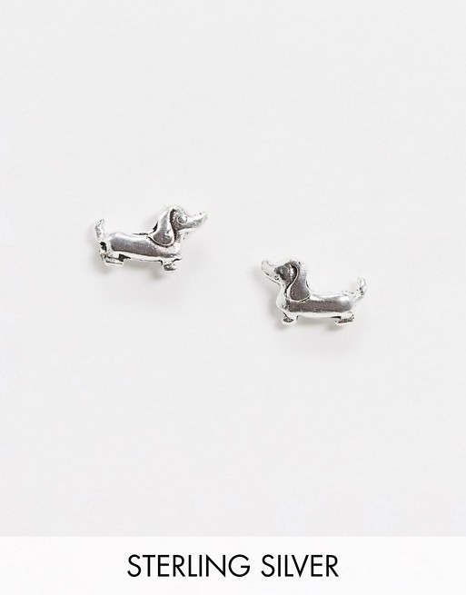 Kingsley Ryan daschund earrings in sterling silver