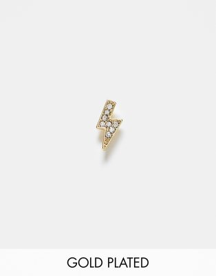 Kingsley Ryan Kingsley Ryan diamante lightening bolt labret earring in gold plated