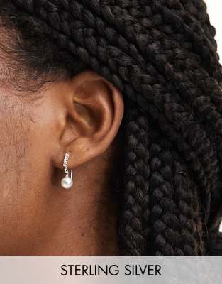 Kingsley Ryan Kingsley Ryan diamante pearl drop earrings in sterling silver