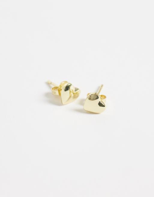 Kingsley Ryan domed heart stud in 14kt gold plated brass, 4 of 4