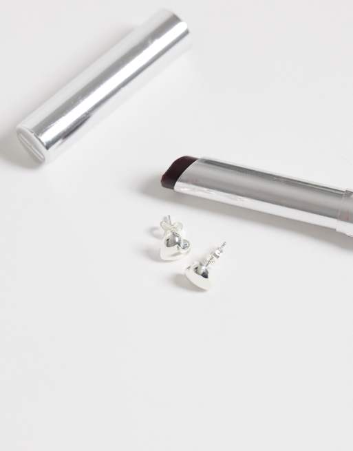 Kingsley Ryan domed heart stud in sterling silver plated brass, 3 of 4