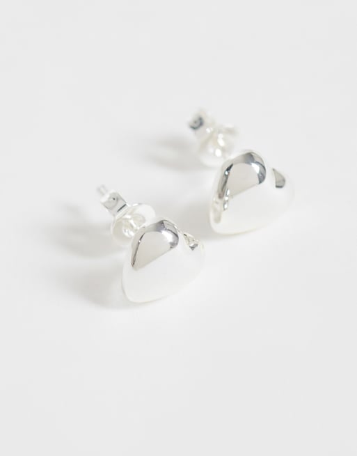 Kingsley Ryan domed heart stud in sterling silver plated brass, 4 of 4