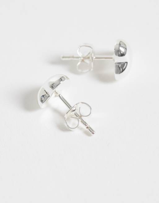 Kingsley Ryan domed heart studs in sterling silver plated brass, 2 of 4