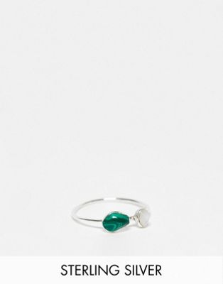 Kingsley Ryan double crystal ring with malachite in sterling silver