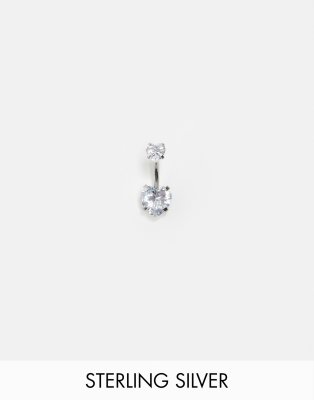 Kingsley Ryan Kingsley Ryan double heart belly bar in sterling silver