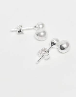 Kingsley Ryan Double Pearl Stud Earrings In Silver