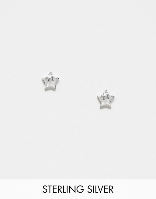 Kingsley Ryan double star cut out stud earrings in sterling silver