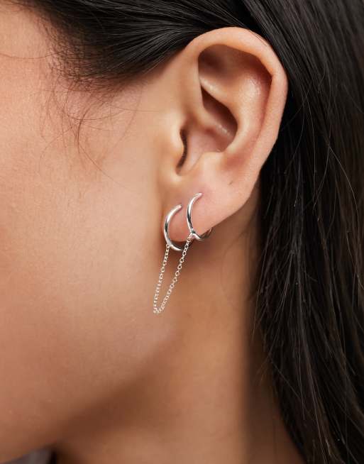 Kingsley Ryan – Dubbelcreoler i sterlingsilver med kedja, 4 av 4