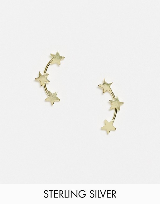 Kingsley Ryan ear climber earrings in sterling silver gold plated mini star