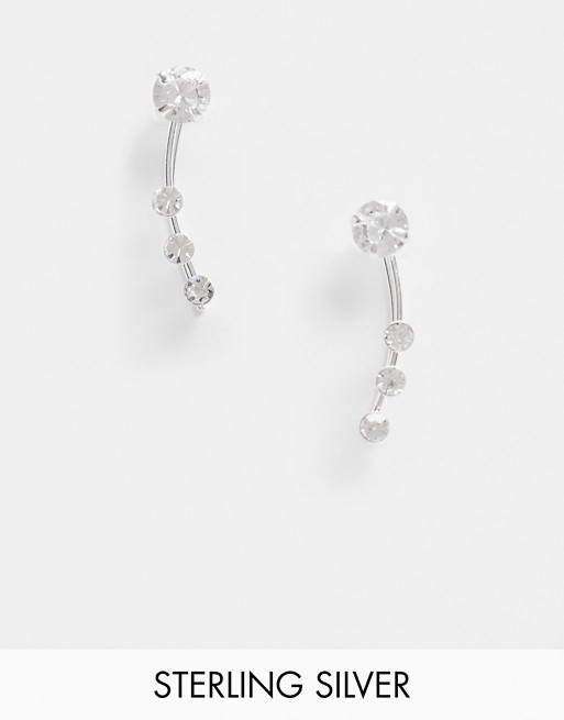 Kingsley Ryan ear climber in sterling silver with crystals studs