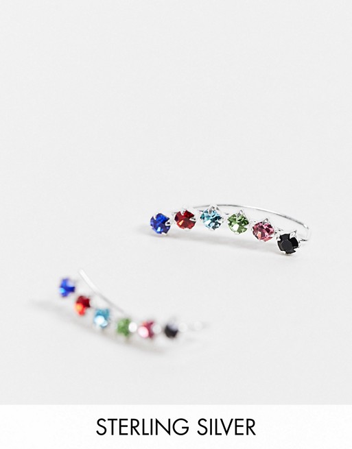 Kingsley Ryan ear climber in sterling silver with multi crystals