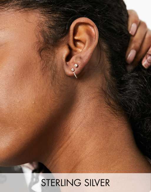 Kingsley Ryan ear wraps with ball in sterling silver