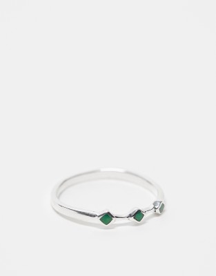 Kingsley Ryan Kingsley Ryan emerald detail ring in sterling silver