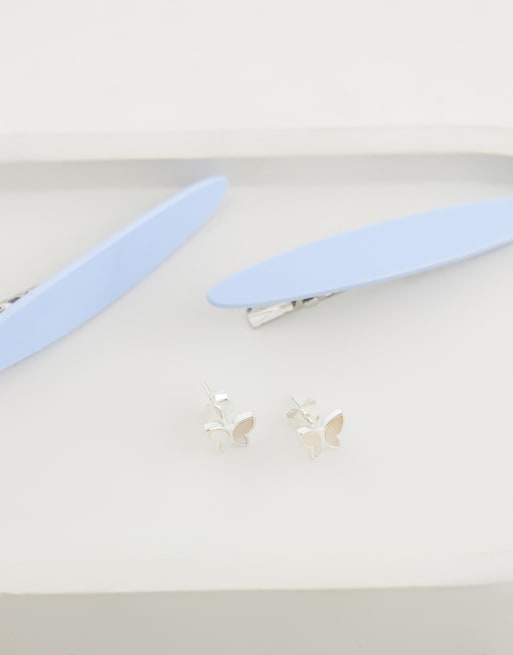 Kingsley Ryan enamel butter-fly stud in stelring silver, 2 of 4