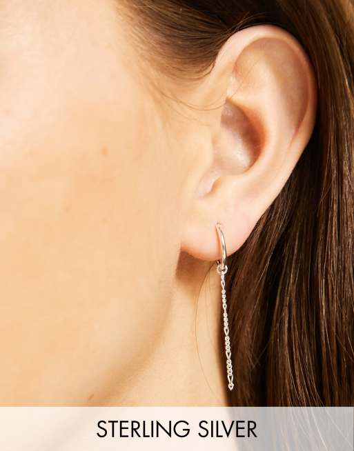 Kingsley Ryan - Enkele oorring met ketting in sterling zilver