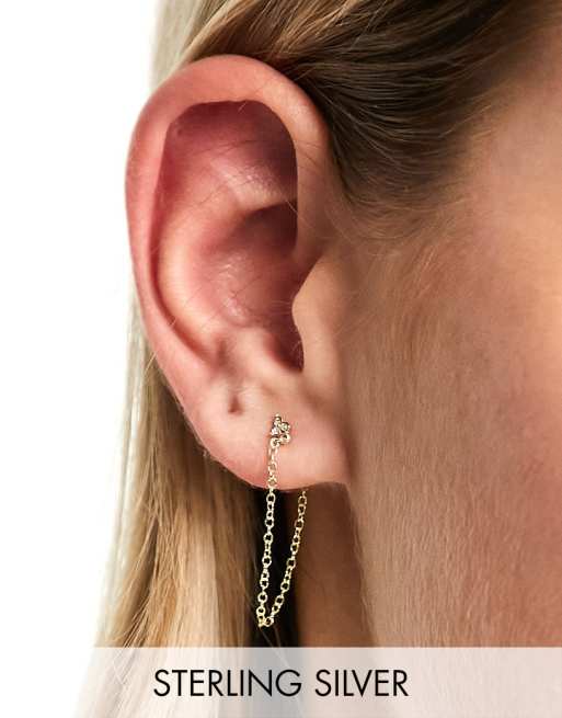 Kingsley Ryan – Ett kedjeörhänge med strassblomma i guldpläterat sterlingsilver