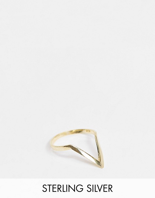 Kingsley Ryan Exclusive arrow shaped ring in sterling silver gold plate