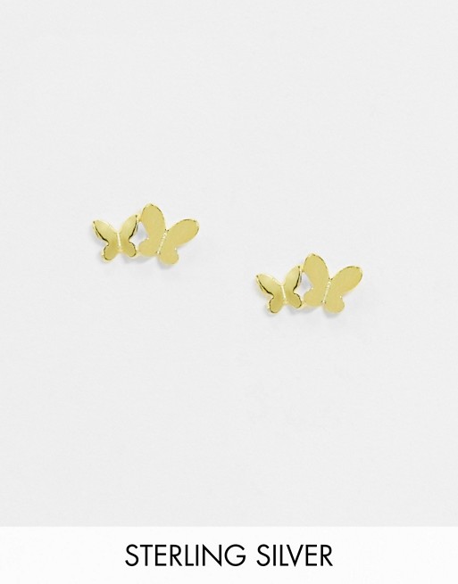 Kingsley Ryan Exclusive butterfly stud earrings in sterling silver gold plate