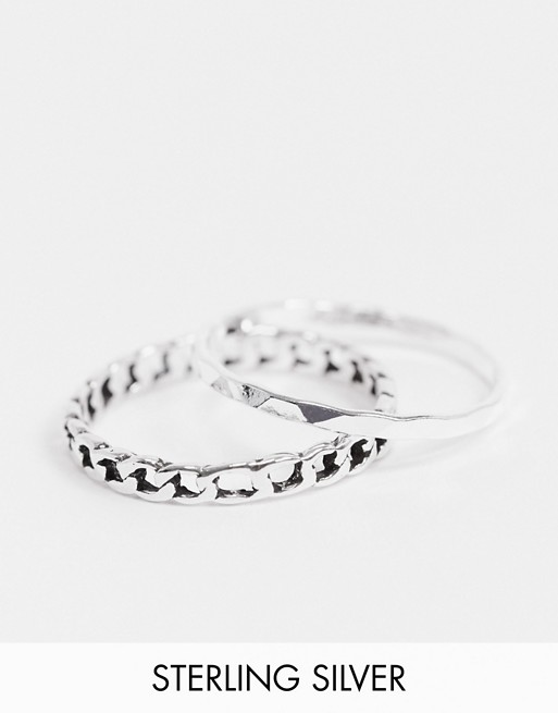 Kingsley Ryan Exclusive chain ring multipack x 2 in sterling silver
