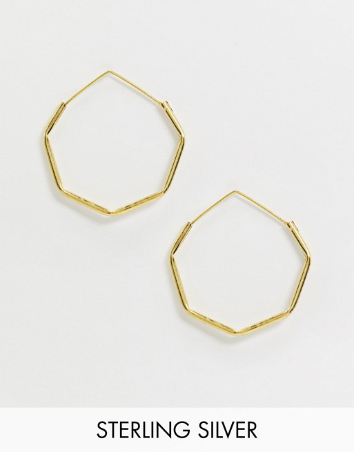 Kingsley Ryan Exclusive earrings in hexagon hoop in sterling silver gold plate
