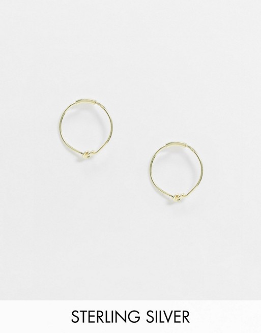 Kingsley Ryan Exclusive 14mm hoop earrings with twist knot detail in sterling silver gold plate